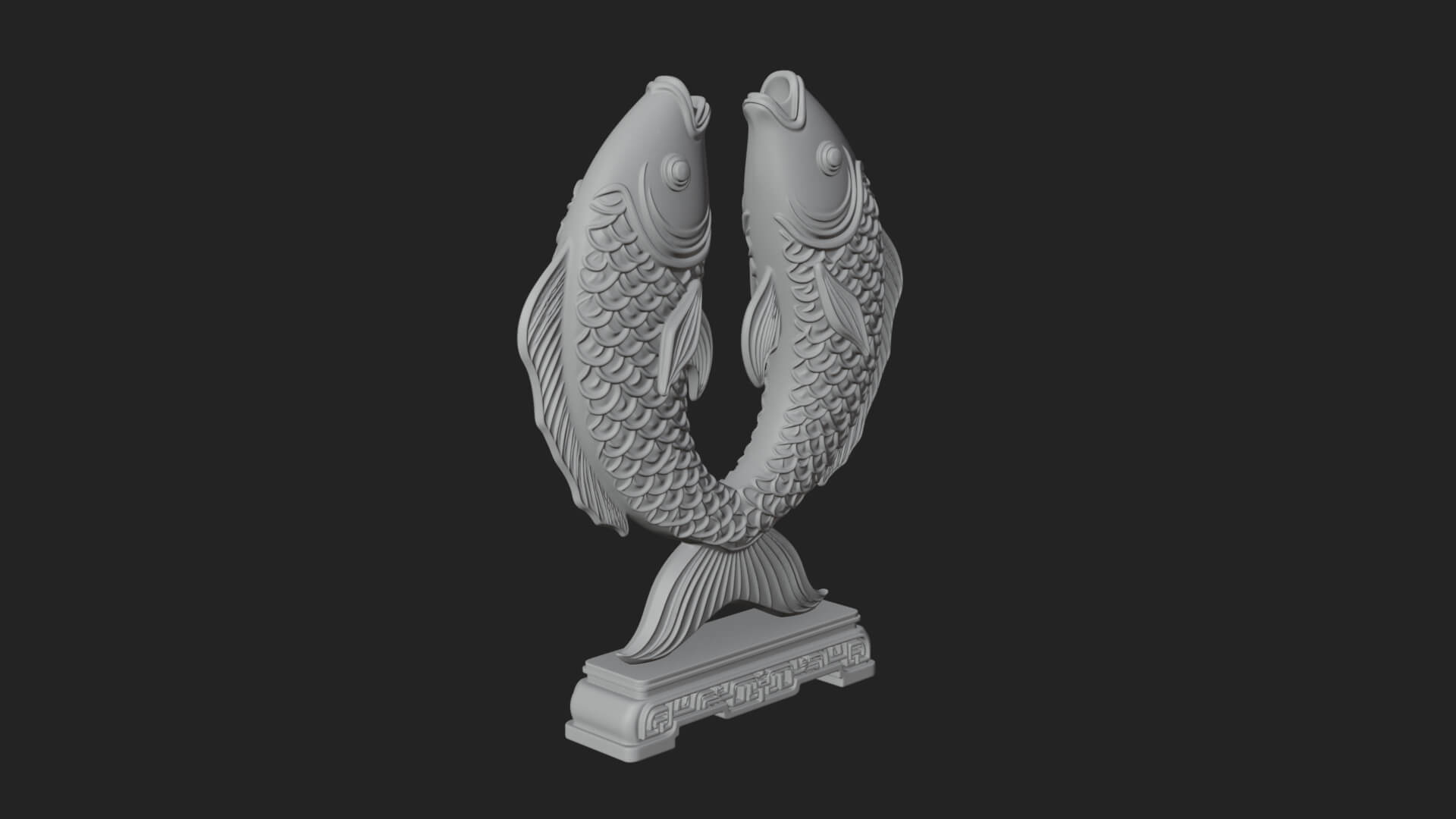 Twin Fish Arch Ornament Design 2 3D Print Model 3D Model