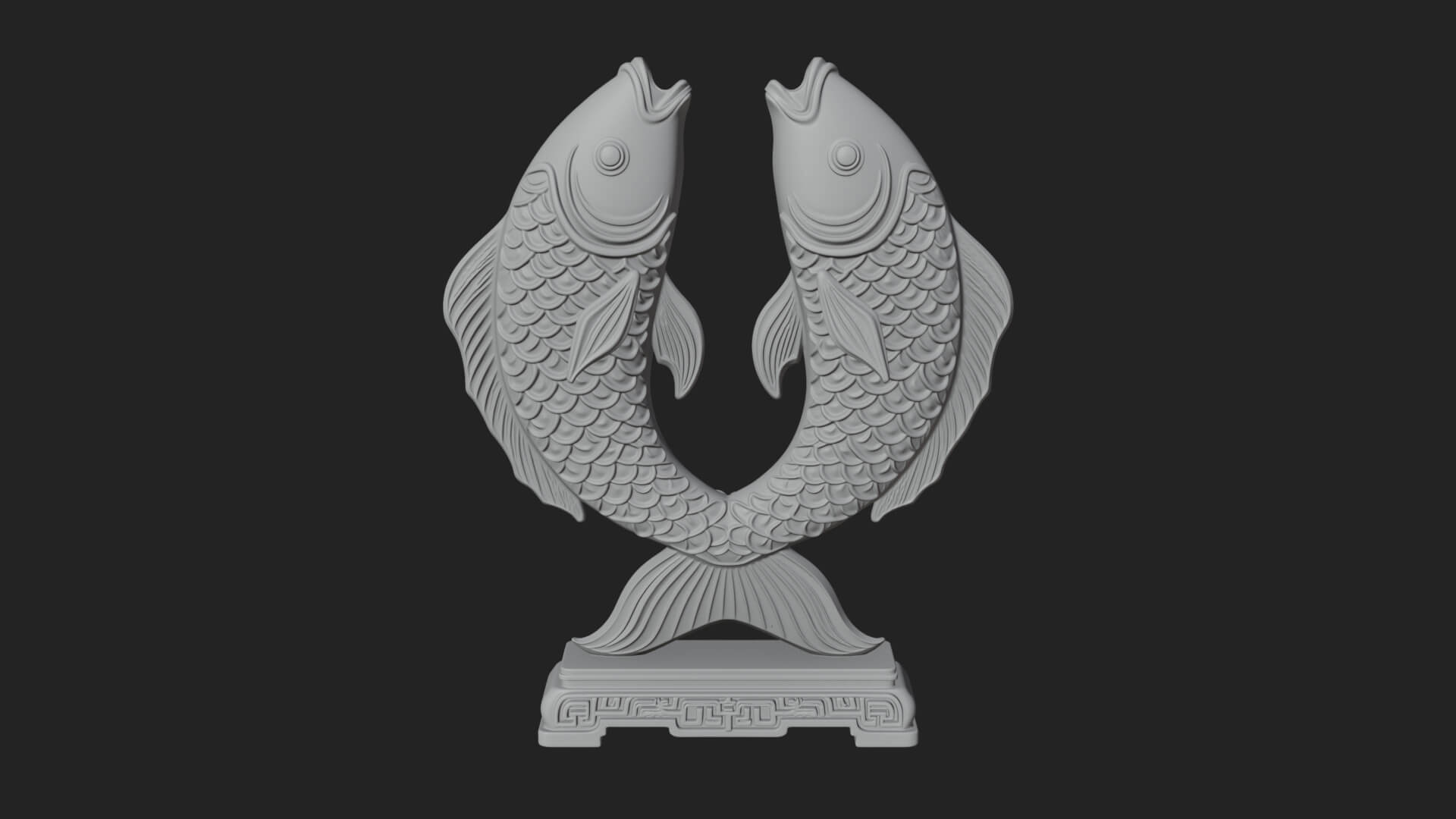 Twin Fish Arch Ornament Design 2 3D Print Model 3D Model