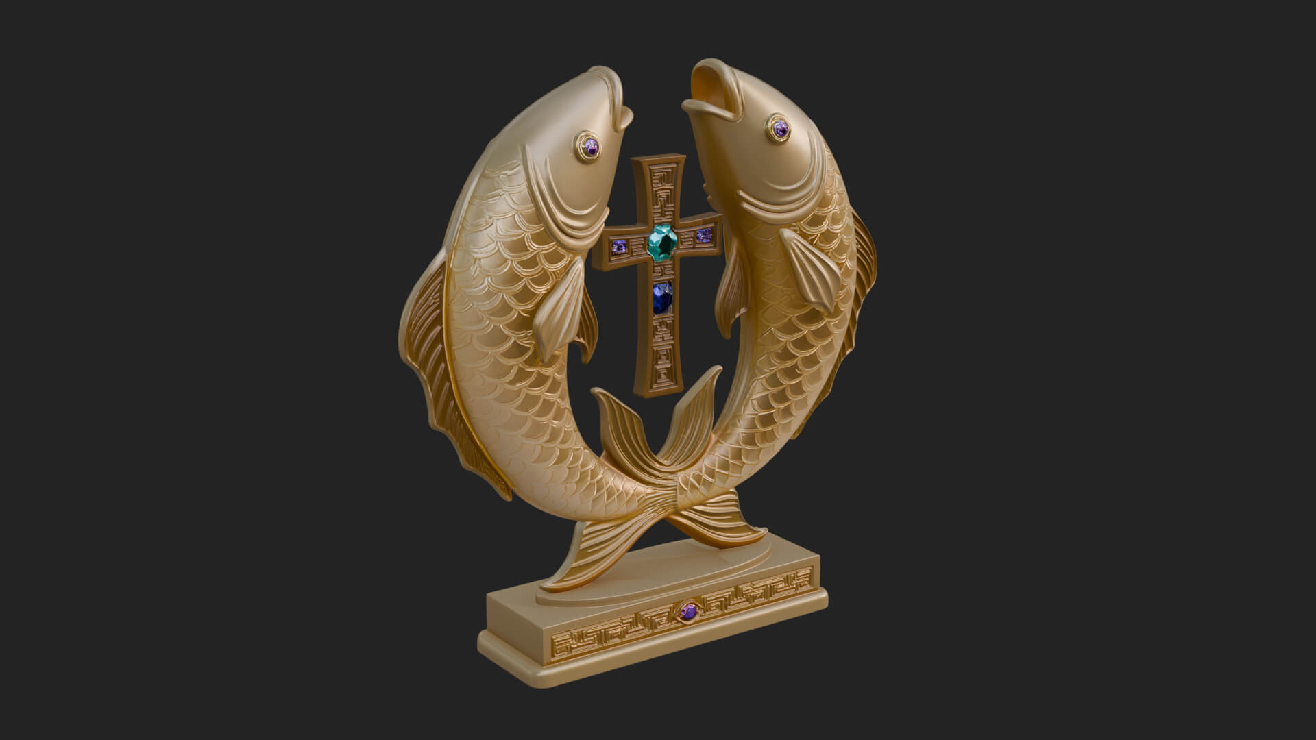 Twin Fish Arch Ornament Design 3 3D Print Model 3D Model