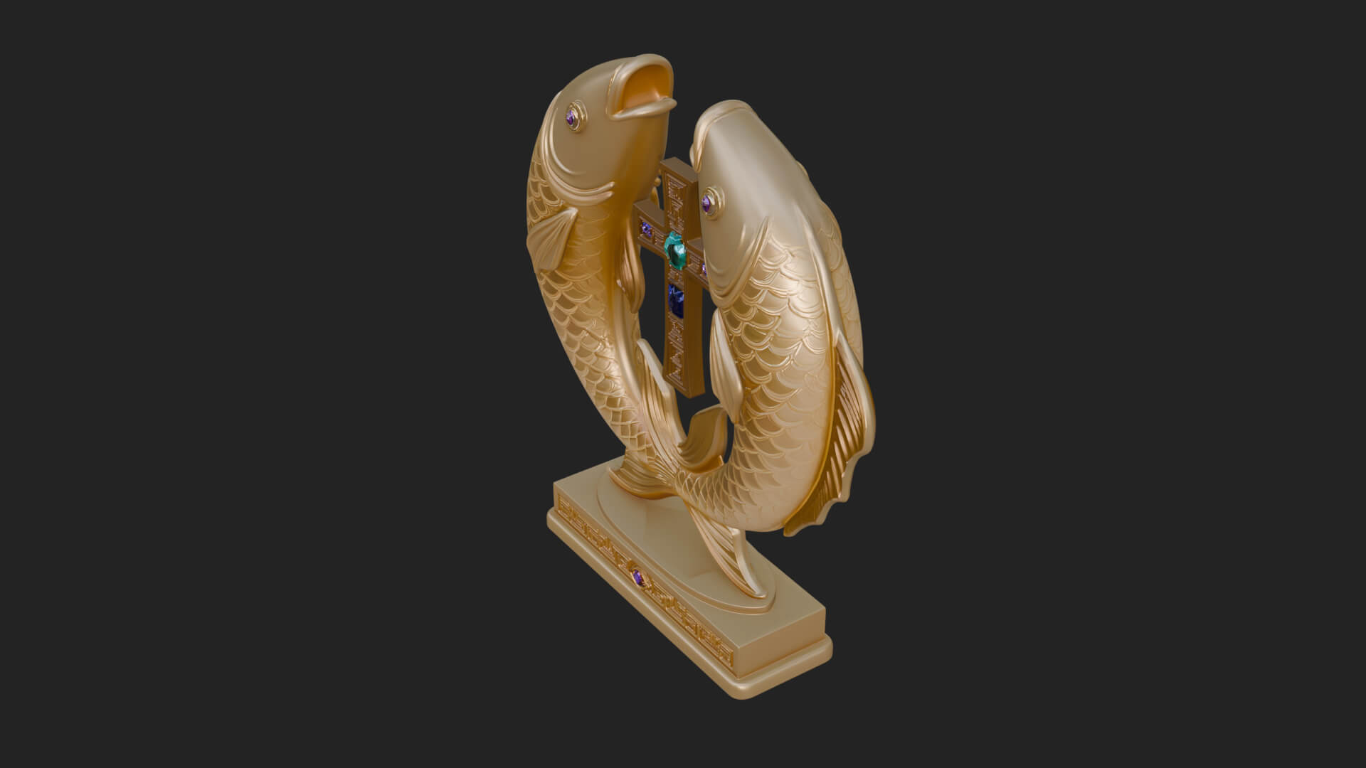 Twin Fish Arch Ornament Design 3 3D Print Model 3D Model