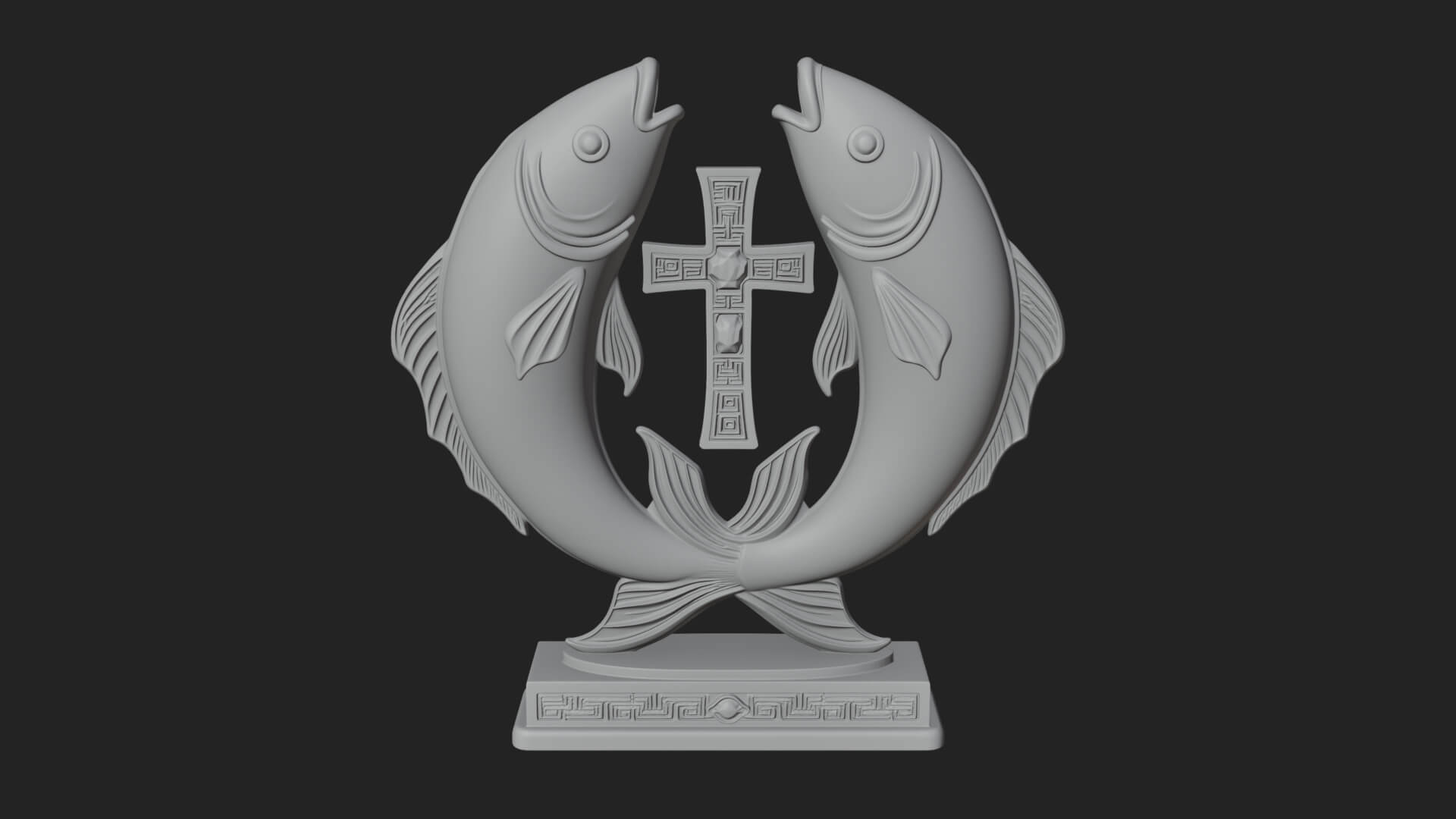 Twin Fish Arch Ornament Design 3 3D Print Model 3D Model