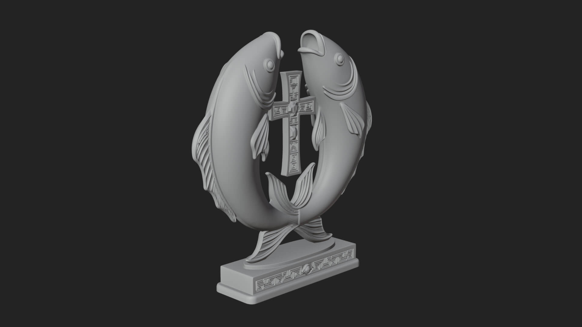 Twin Fish Arch Ornament Design 3 3D Print Model 3D Model