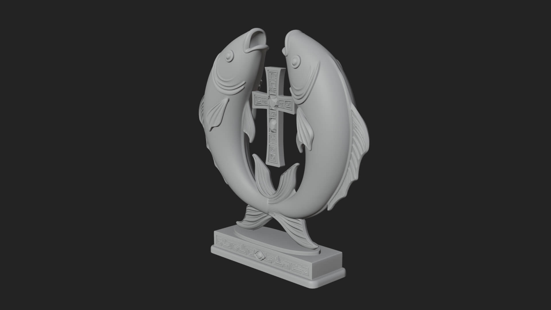 Twin Fish Arch Ornament Design 3 3D Print Model 3D Model