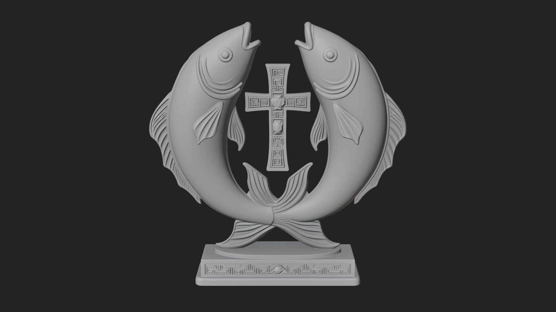 Twin Fish Arch Ornament Design 3 3D Print Model 3D Model