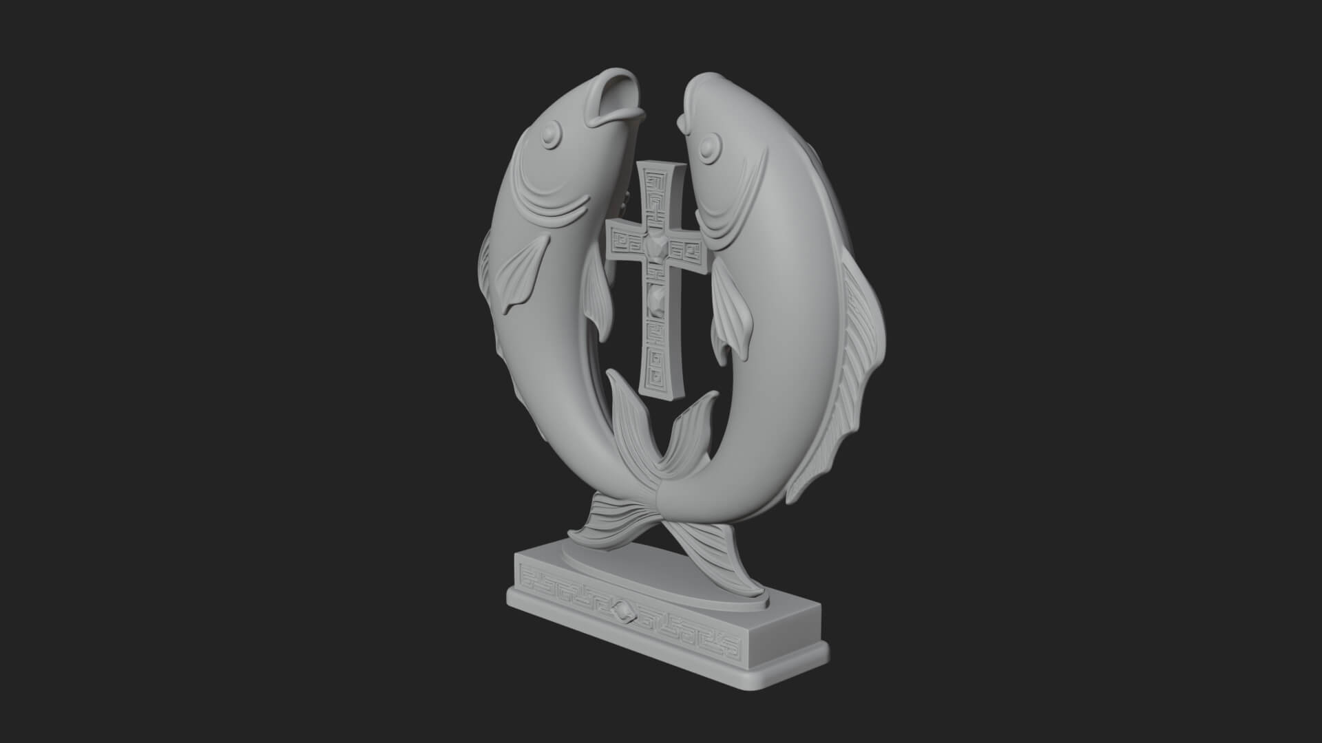 Twin Fish Arch Ornament Design 3 3D Print Model 3D Model