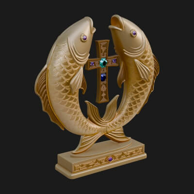 Twin Fish Arch Ornament Design 3 3D Print Model