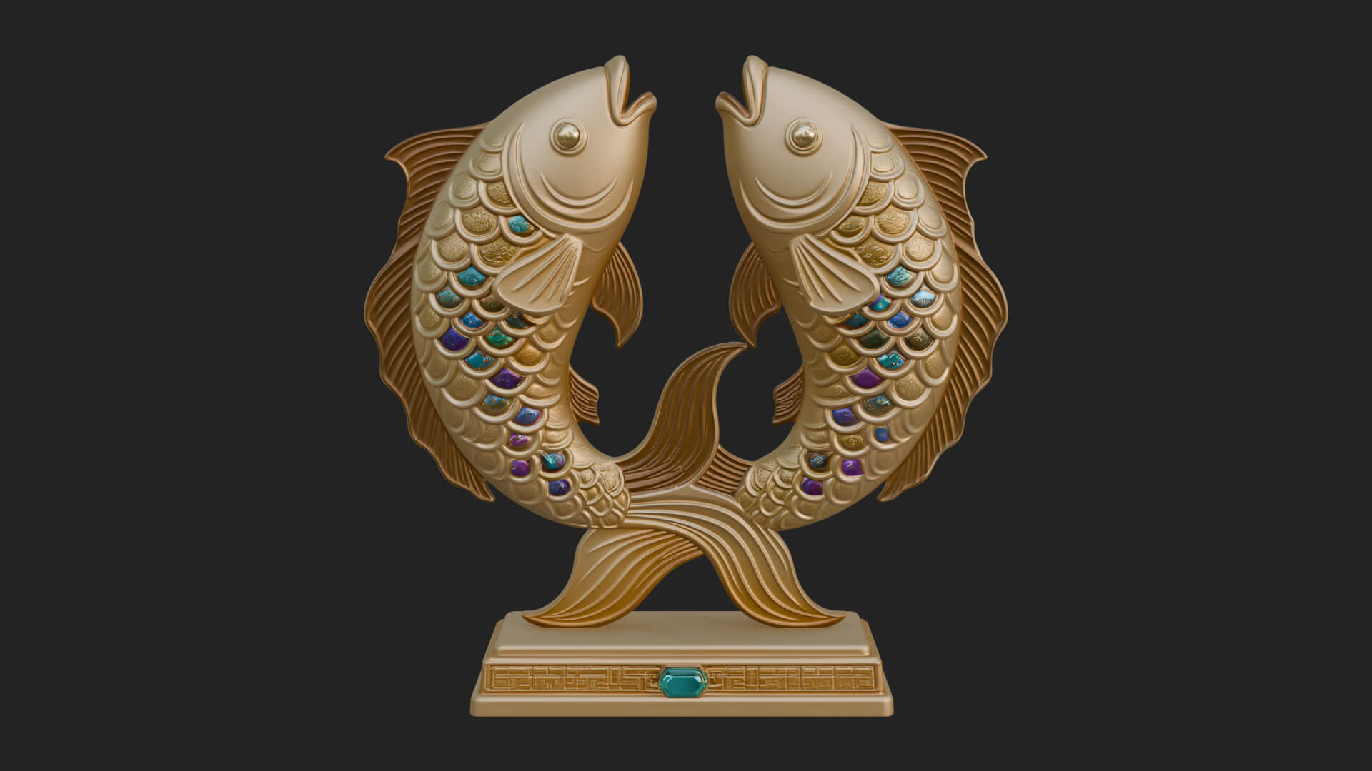 Twin Fish Arch Ornament Design 4 3D Print Model 3D Model