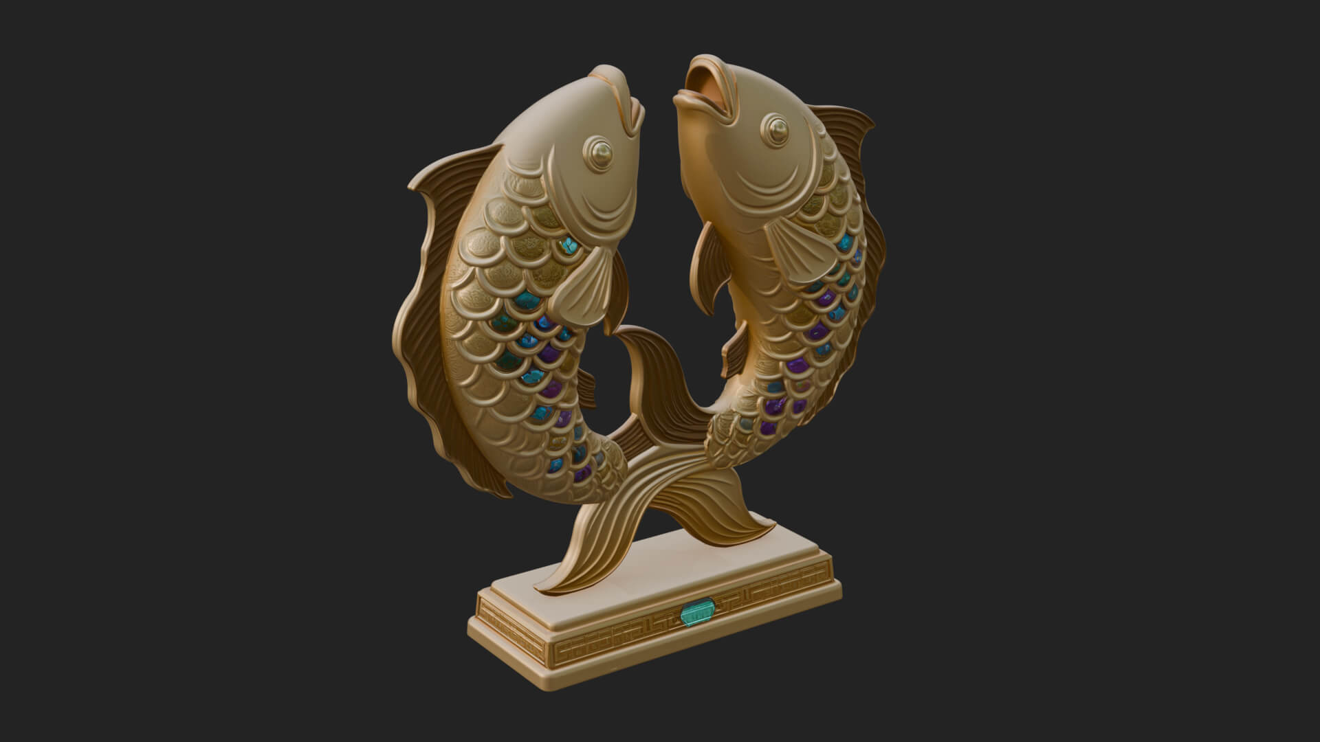 Twin Fish Arch Ornament Design 4 3D Print Model 3D Model