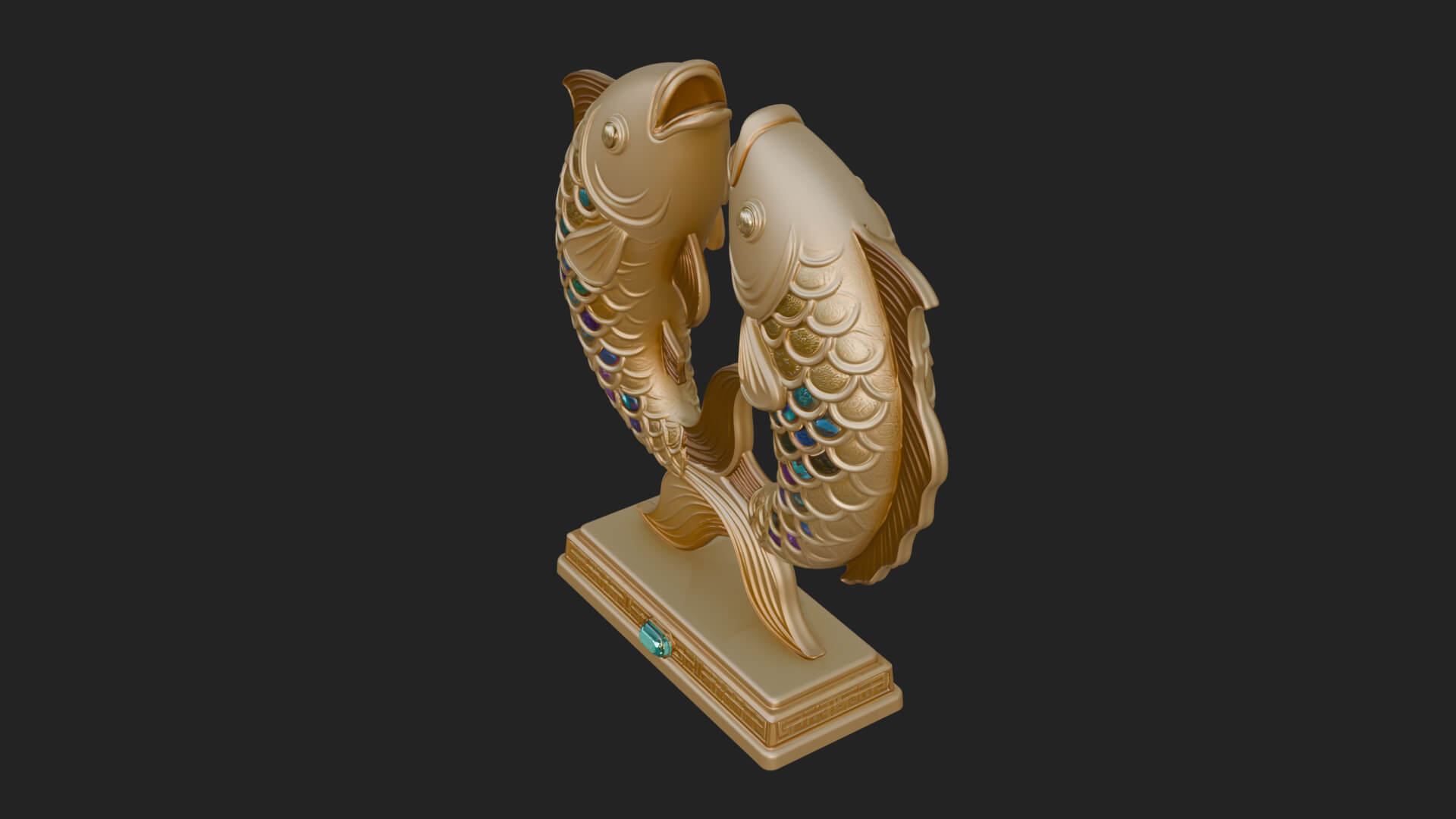 Twin Fish Arch Ornament Design 4 3D Print Model 3D Model
