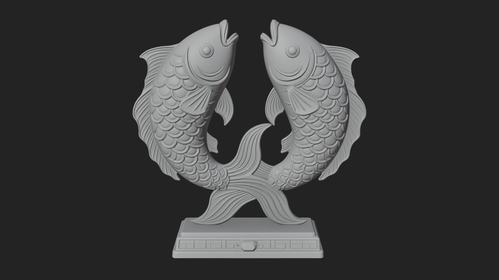 Twin Fish Arch Ornament Design 4 3D Print Model 3D Model