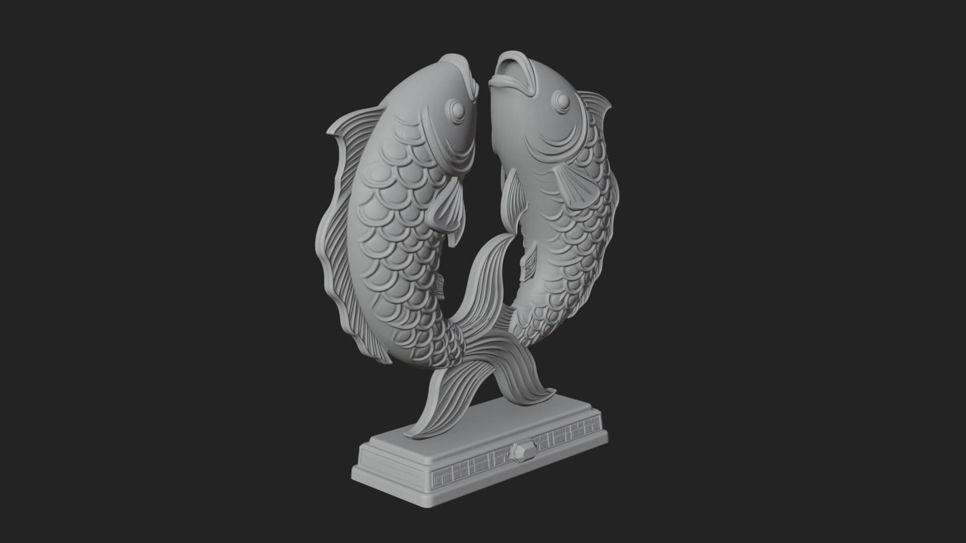 Twin Fish Arch Ornament Design 4 3D Print Model 3D Model