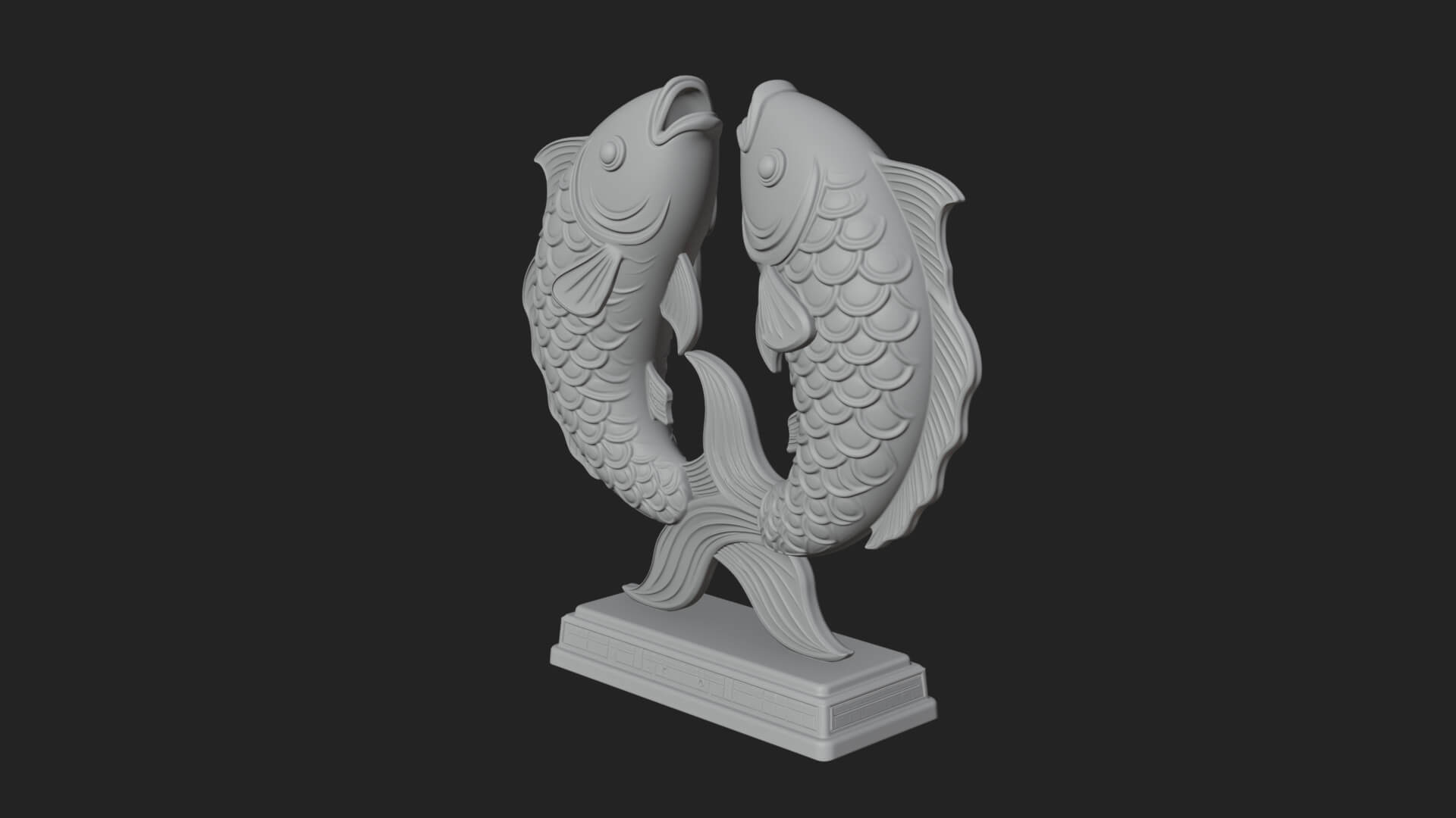 Twin Fish Arch Ornament Design 4 3D Print Model 3D Model