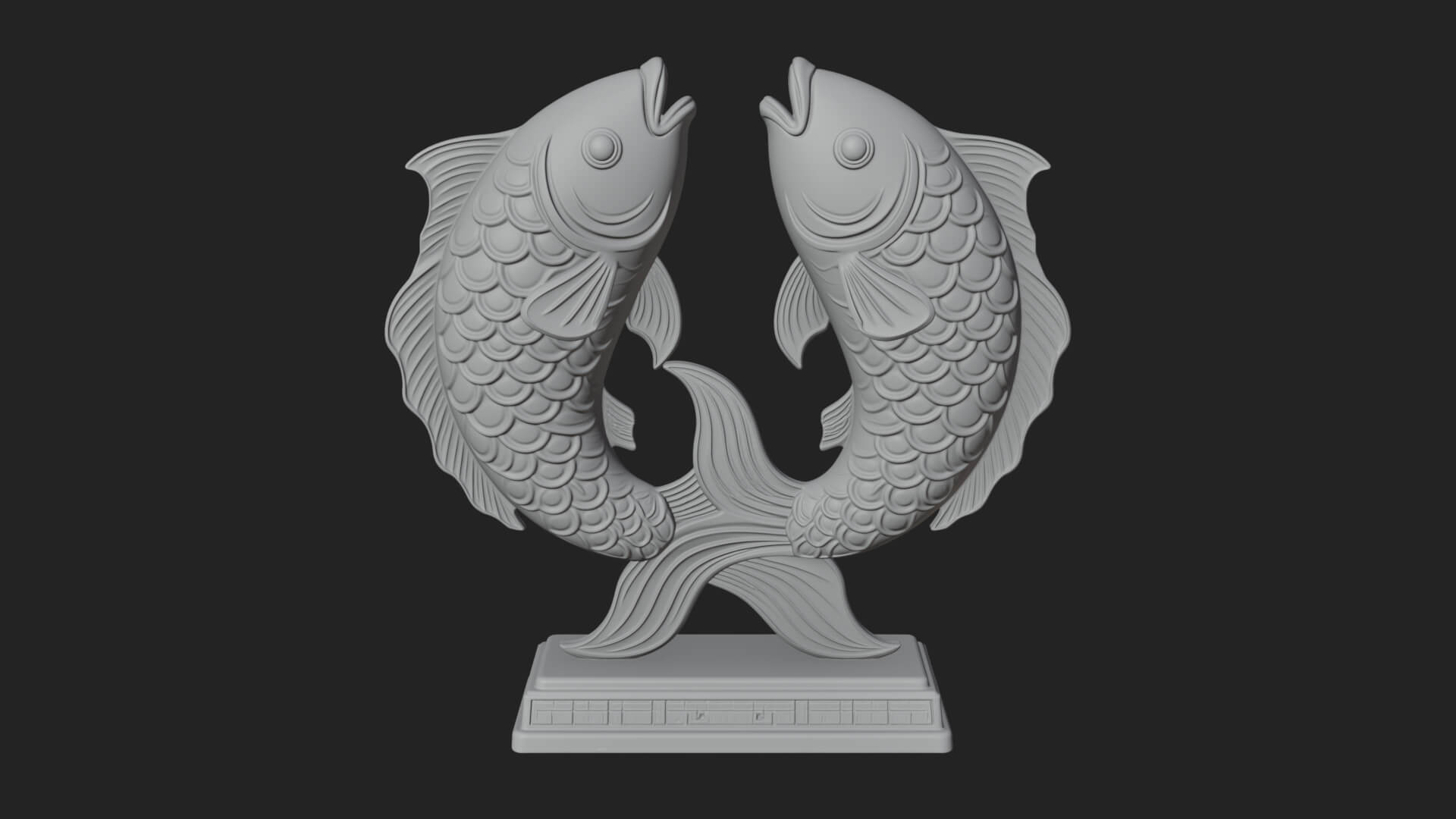 Twin Fish Arch Ornament Design 4 3D Print Model 3D Model