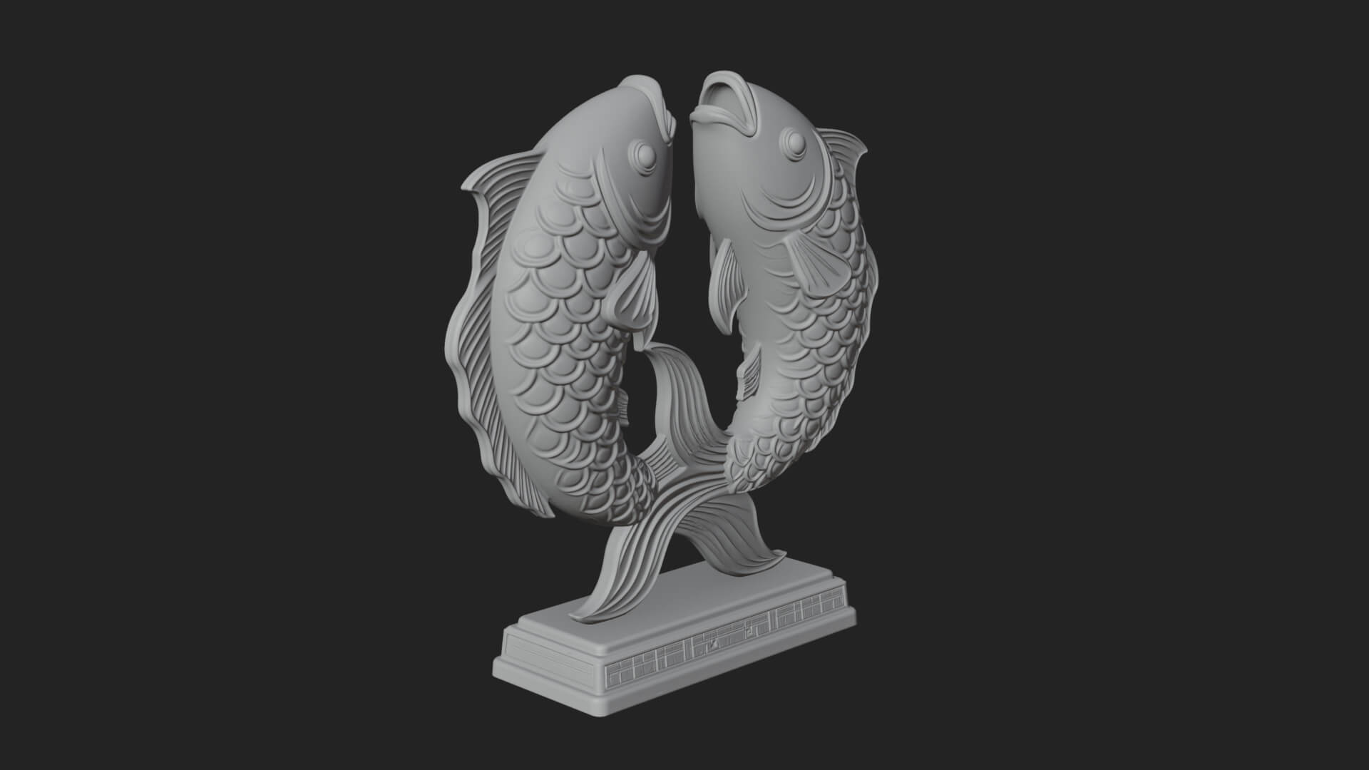 Twin Fish Arch Ornament Design 4 3D Print Model 3D Model