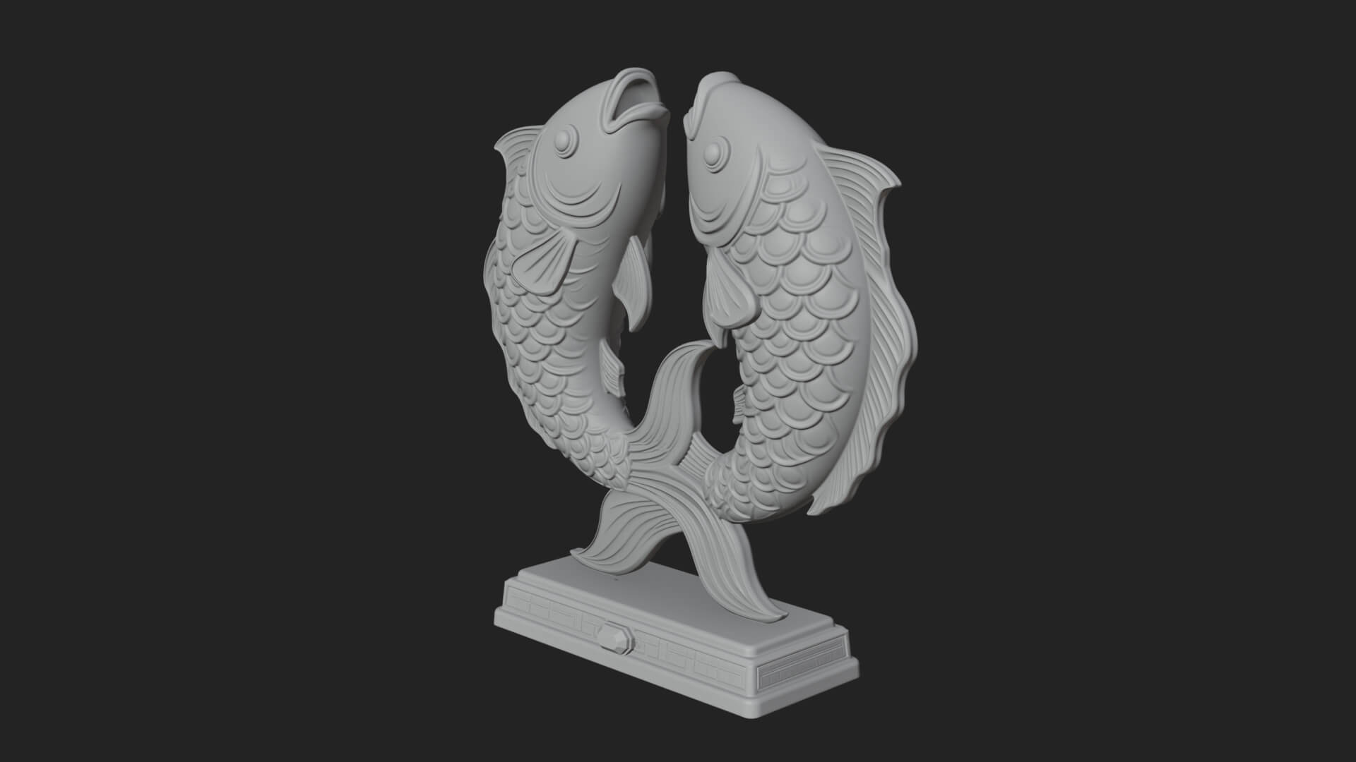 Twin Fish Arch Ornament Design 4 3D Print Model 3D Model