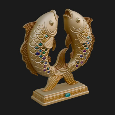 Twin Fish Arch Ornament Design 4 3D Print Model