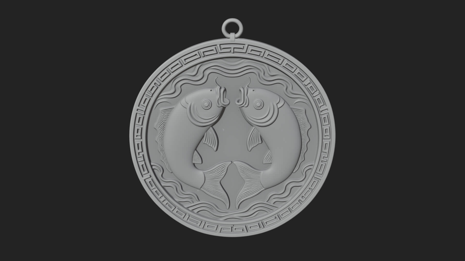 Twin Koi Fish Oval Plaque Design 1 3D Print Model 3D Model