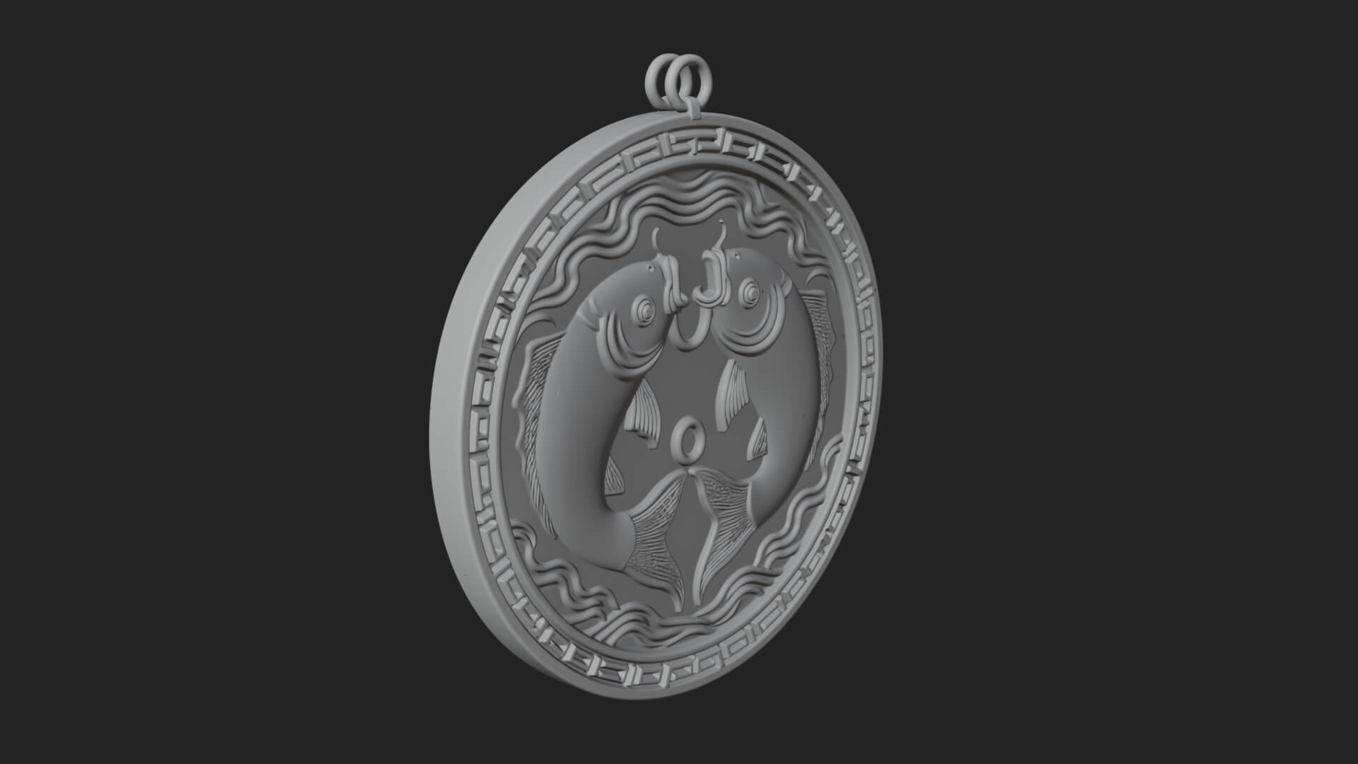 Twin Koi Fish Oval Plaque Design 1 3D Print Model 3D Model