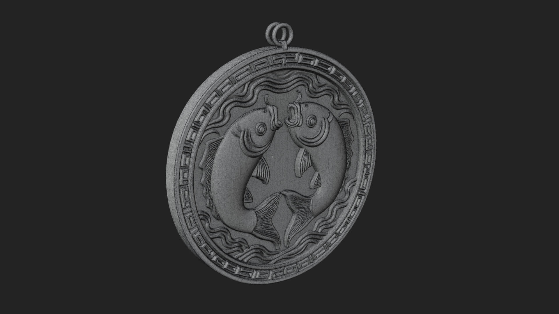 Twin Koi Fish Oval Plaque Design 1 3D Print Model 3D Model