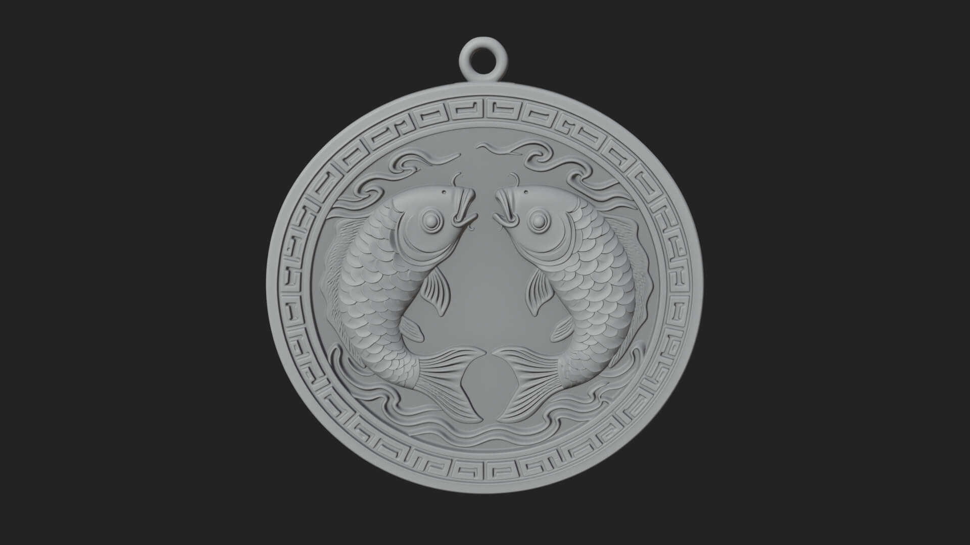Twin Koi Fish Oval Plaque Design 3 3D Print Model 3D Model