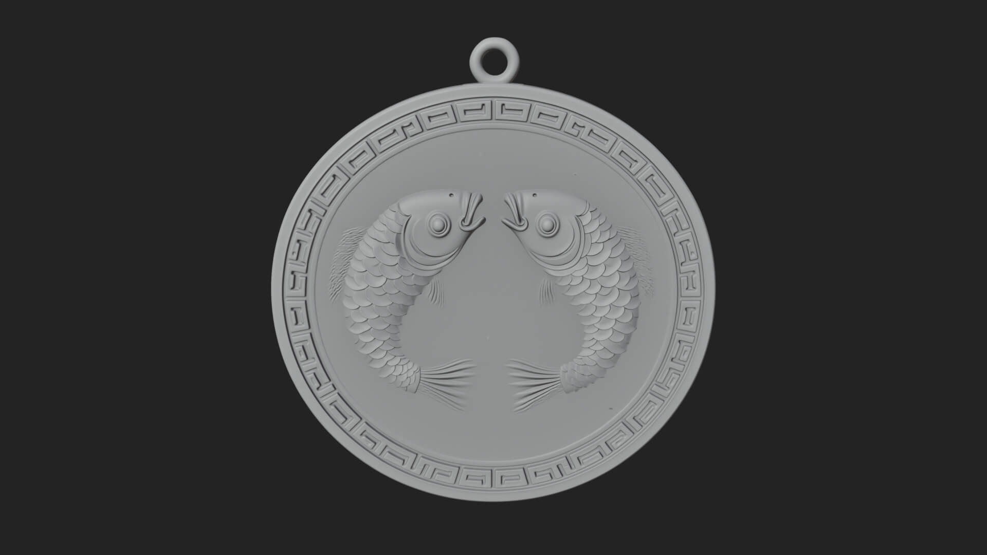 Twin Koi Fish Oval Plaque Design 3 3D Print Model 3D Model