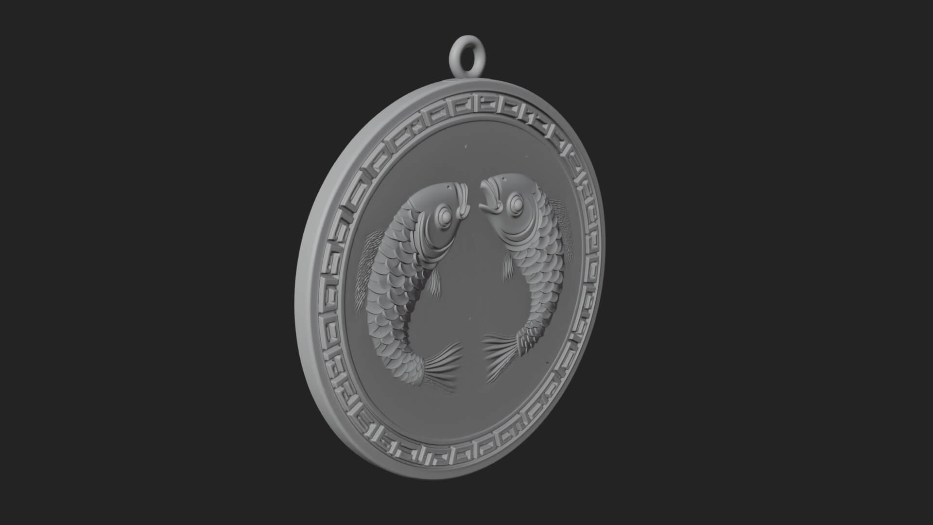 Twin Koi Fish Oval Plaque Design 3 3D Print Model 3D Model