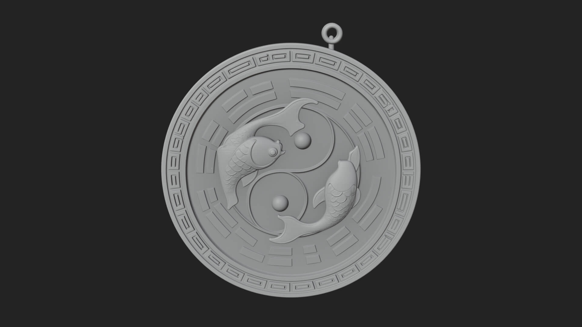 Twin Koi Yin Yang Pendant Design 1 3D Print Model 3D Model