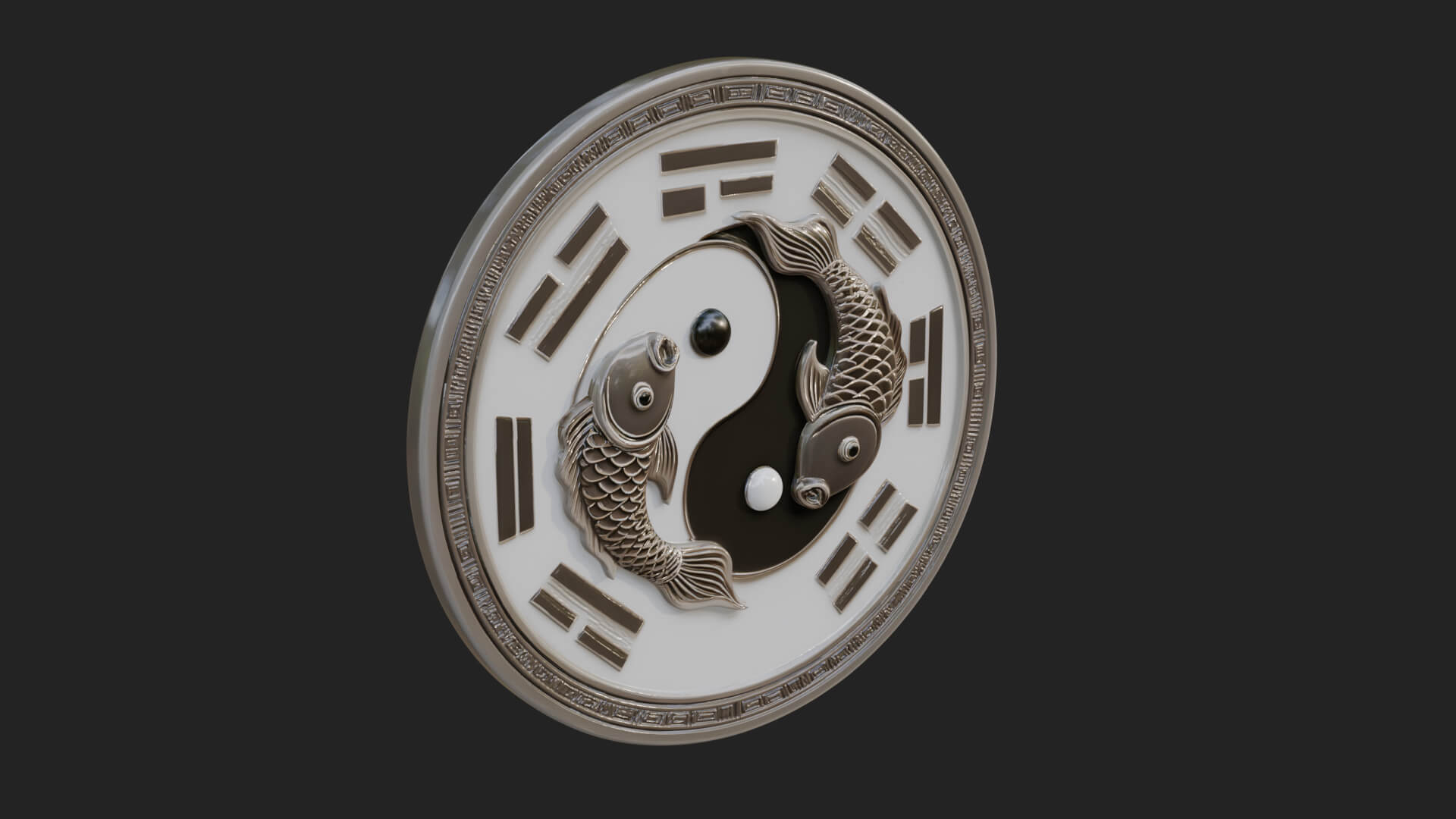Twin Koi Yin Yang Pendant Design 2 3D Print Model 3D Model