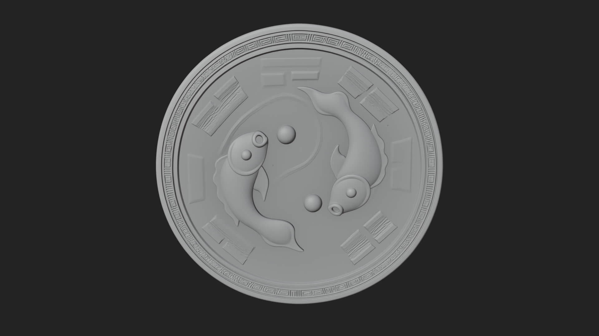 Twin Koi Yin Yang Pendant Design 2 3D Print Model 3D Model