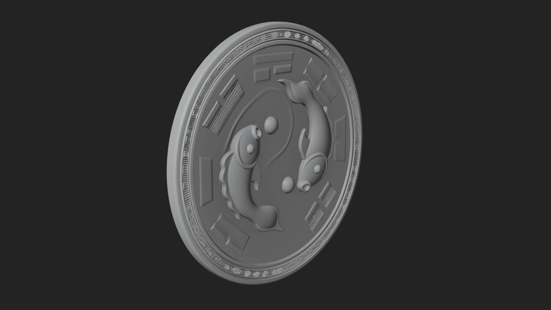 Twin Koi Yin Yang Pendant Design 2 3D Print Model 3D Model
