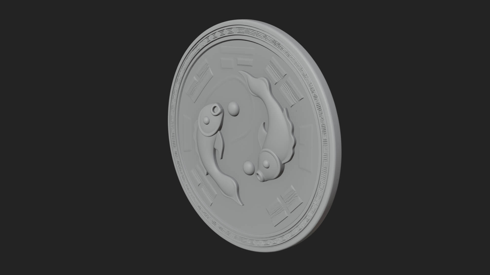 Twin Koi Yin Yang Pendant Design 2 3D Print Model 3D Model