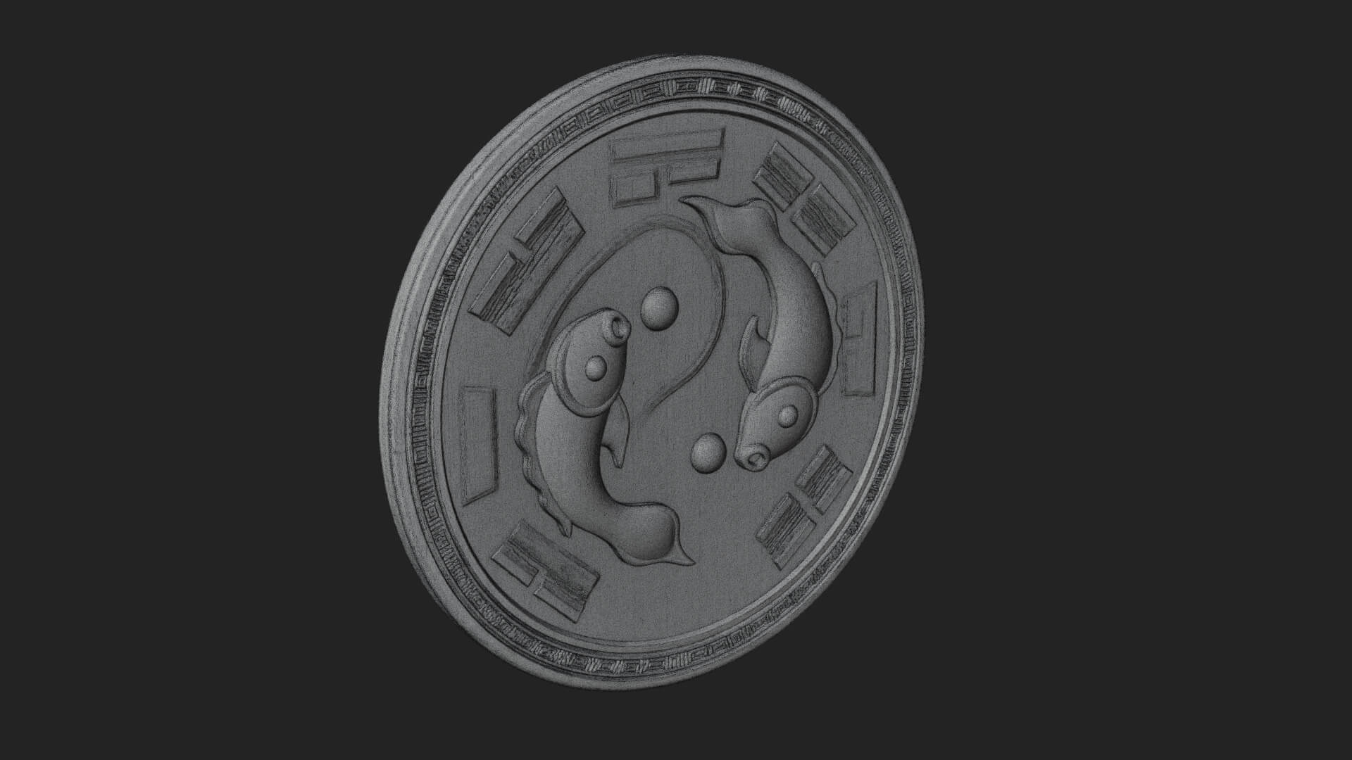 Twin Koi Yin Yang Pendant Design 2 3D Print Model 3D Model