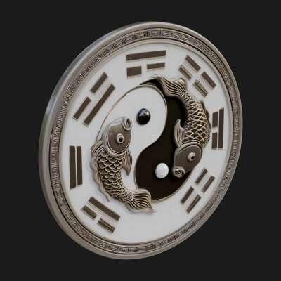 Twin Koi Yin Yang Pendant Design 2 3D Print Model