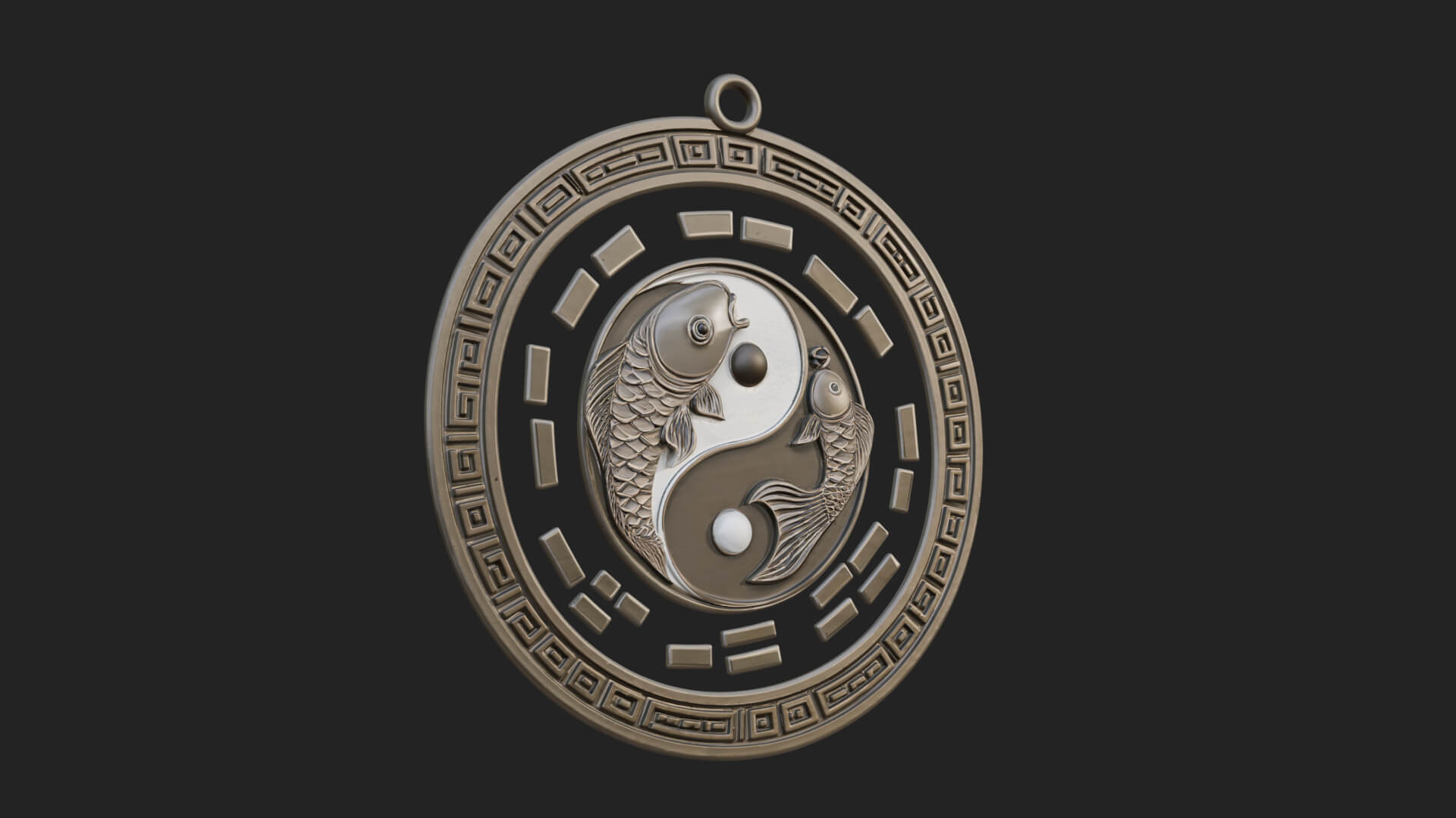 Twin Koi Yin Yang Pendant Design 3 3D Print Model 3D Model