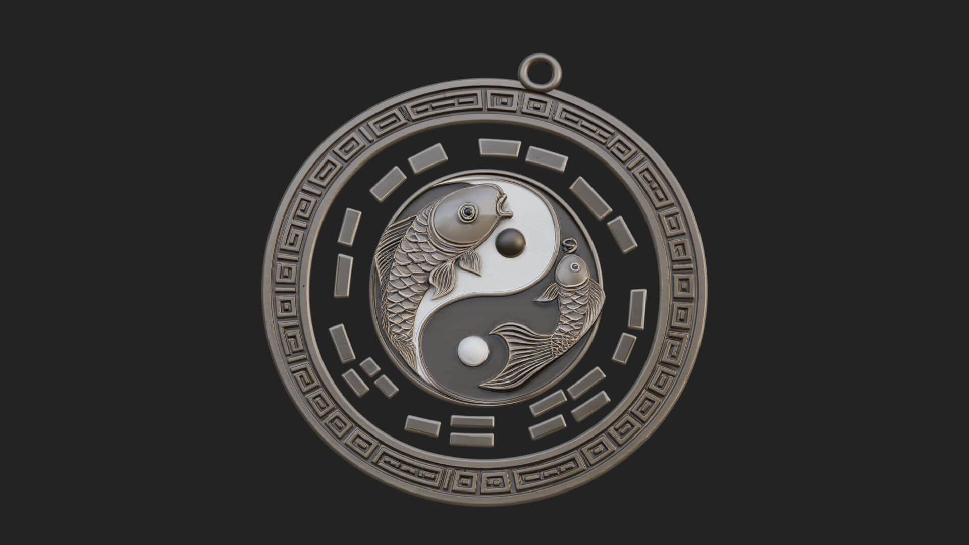 Twin Koi Yin Yang Pendant Design 3 3D Print Model 3D Model
