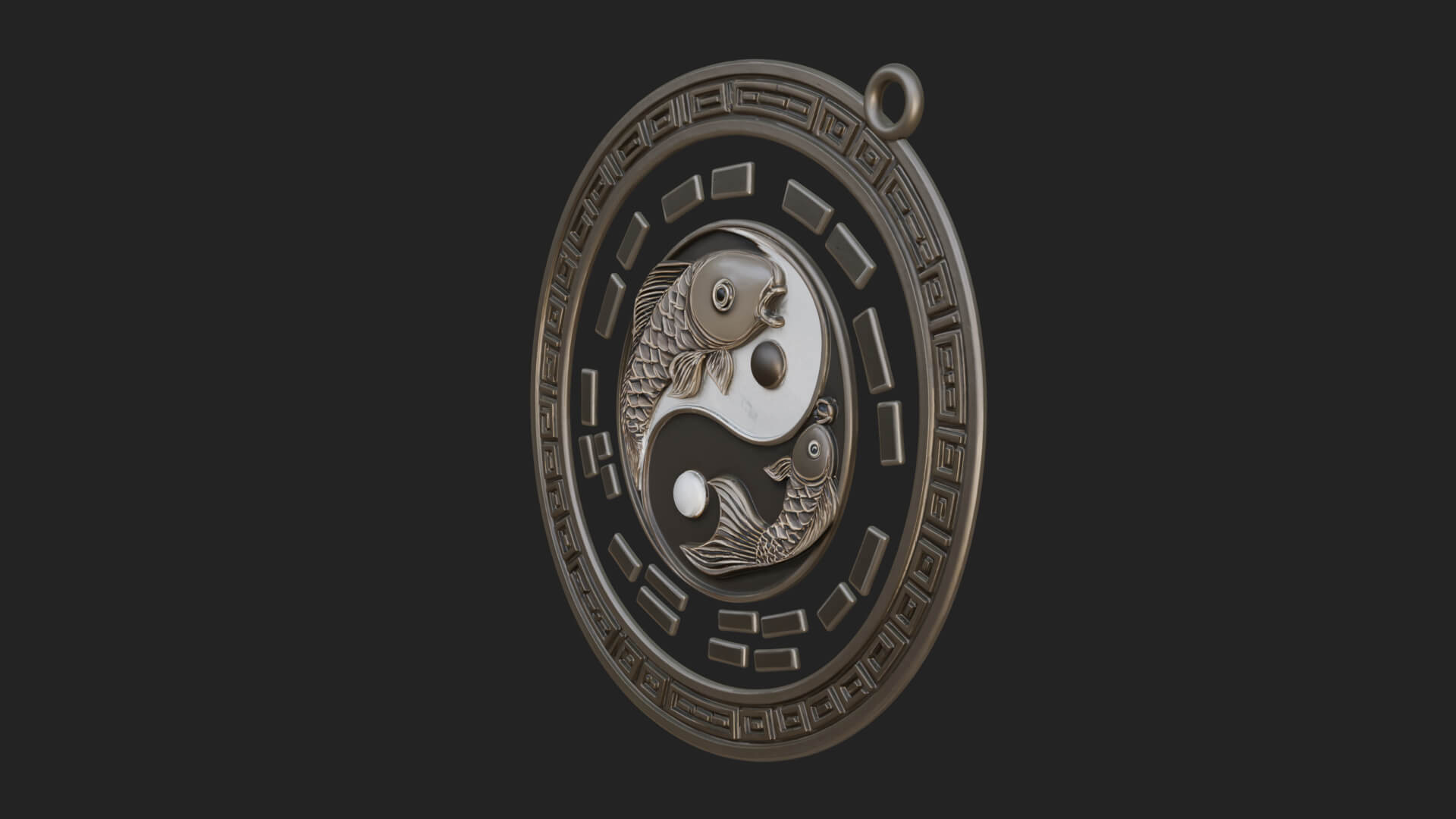 Twin Koi Yin Yang Pendant Design 3 3D Print Model 3D Model