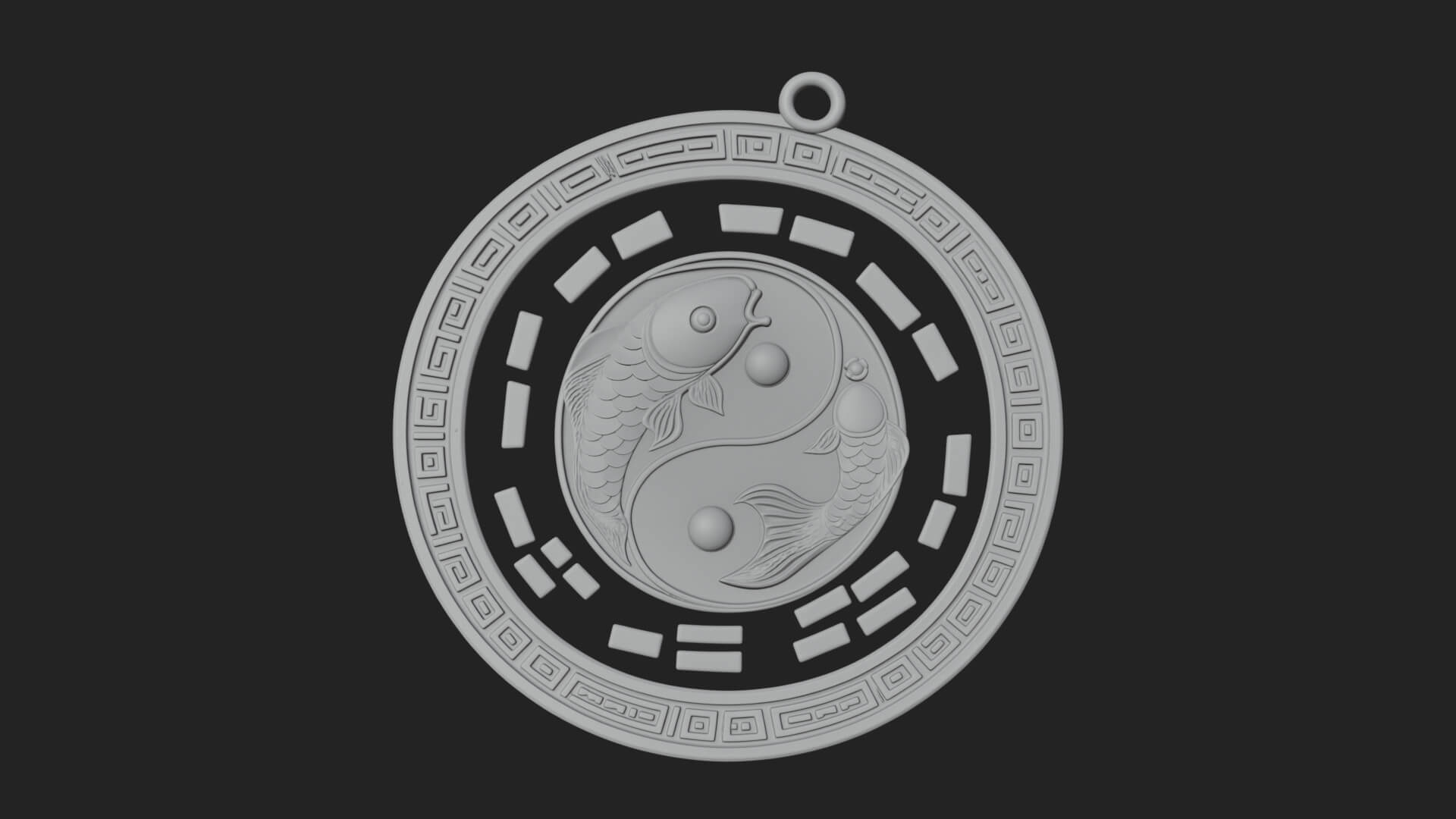 Twin Koi Yin Yang Pendant Design 3 3D Print Model 3D Model
