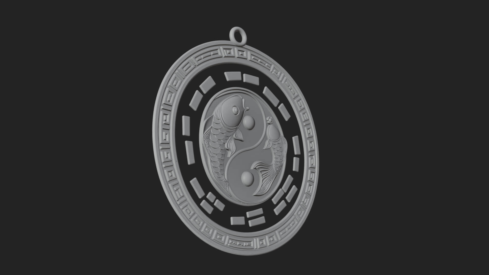 Twin Koi Yin Yang Pendant Design 3 3D Print Model 3D Model