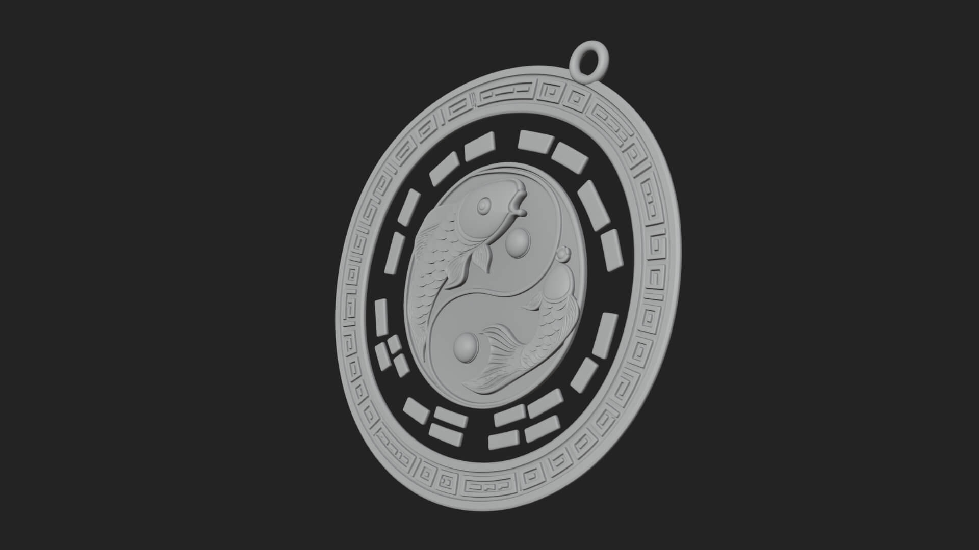 Twin Koi Yin Yang Pendant Design 3 3D Print Model 3D Model