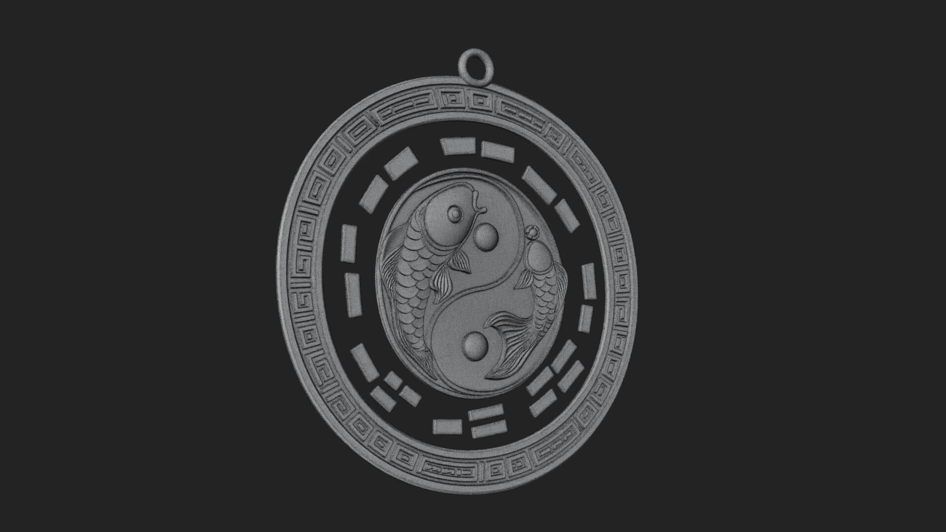 Twin Koi Yin Yang Pendant Design 3 3D Print Model 3D Model