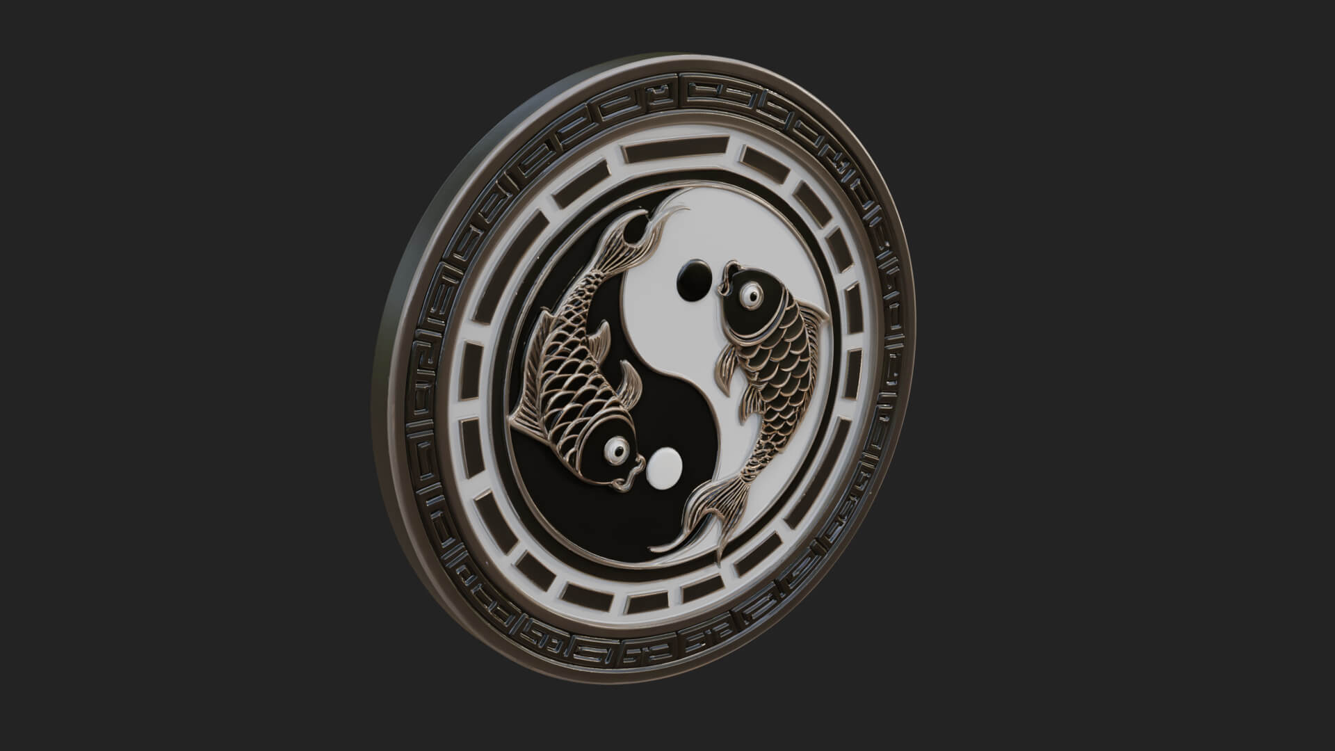 Twin Koi Yin Yang Pendant Design 4 3D Print Model 3D Model