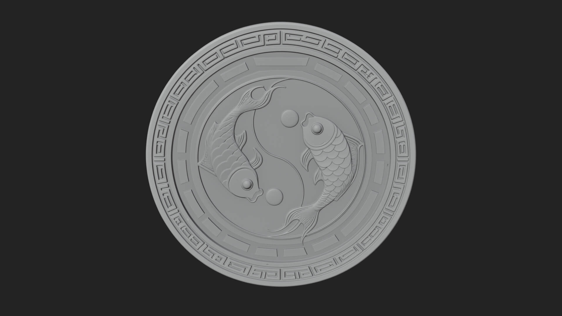 Twin Koi Yin Yang Pendant Design 4 3D Print Model 3D Model