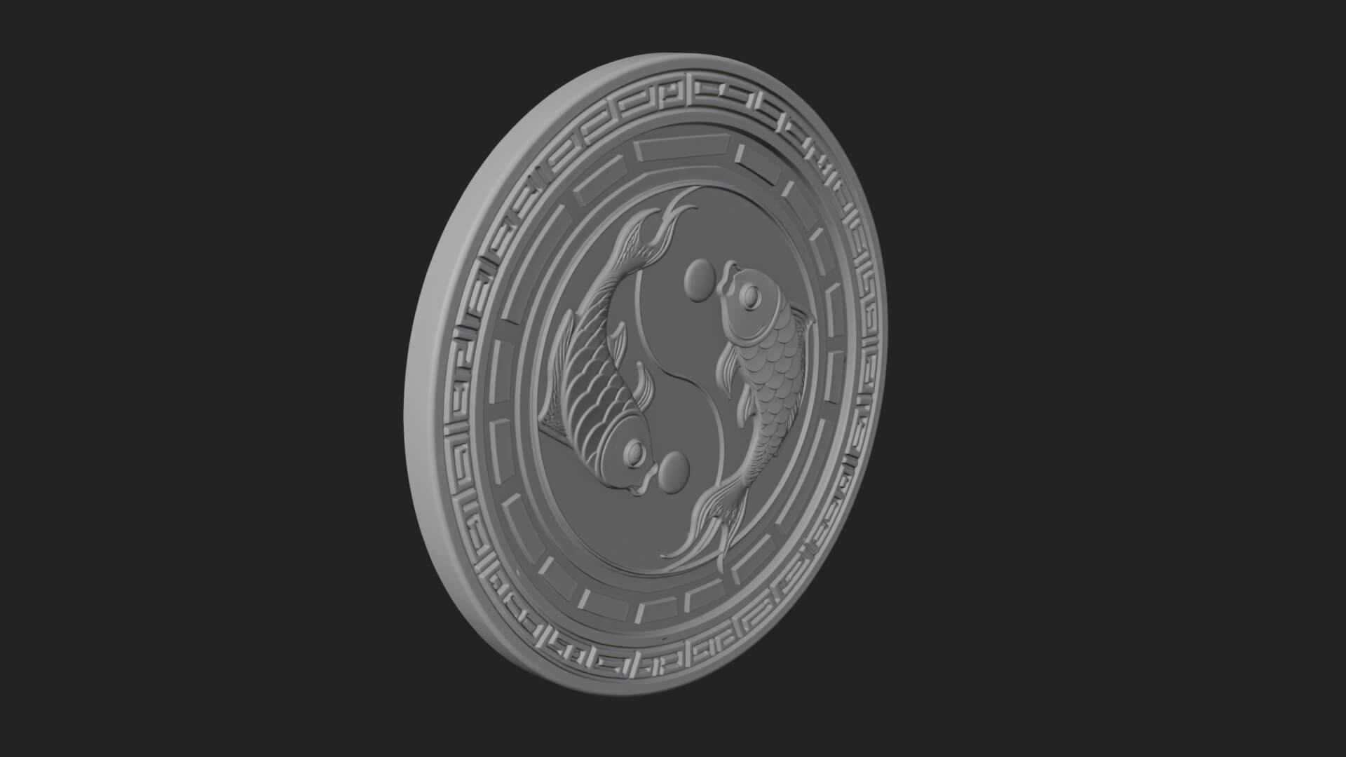 Twin Koi Yin Yang Pendant Design 4 3D Print Model 3D Model
