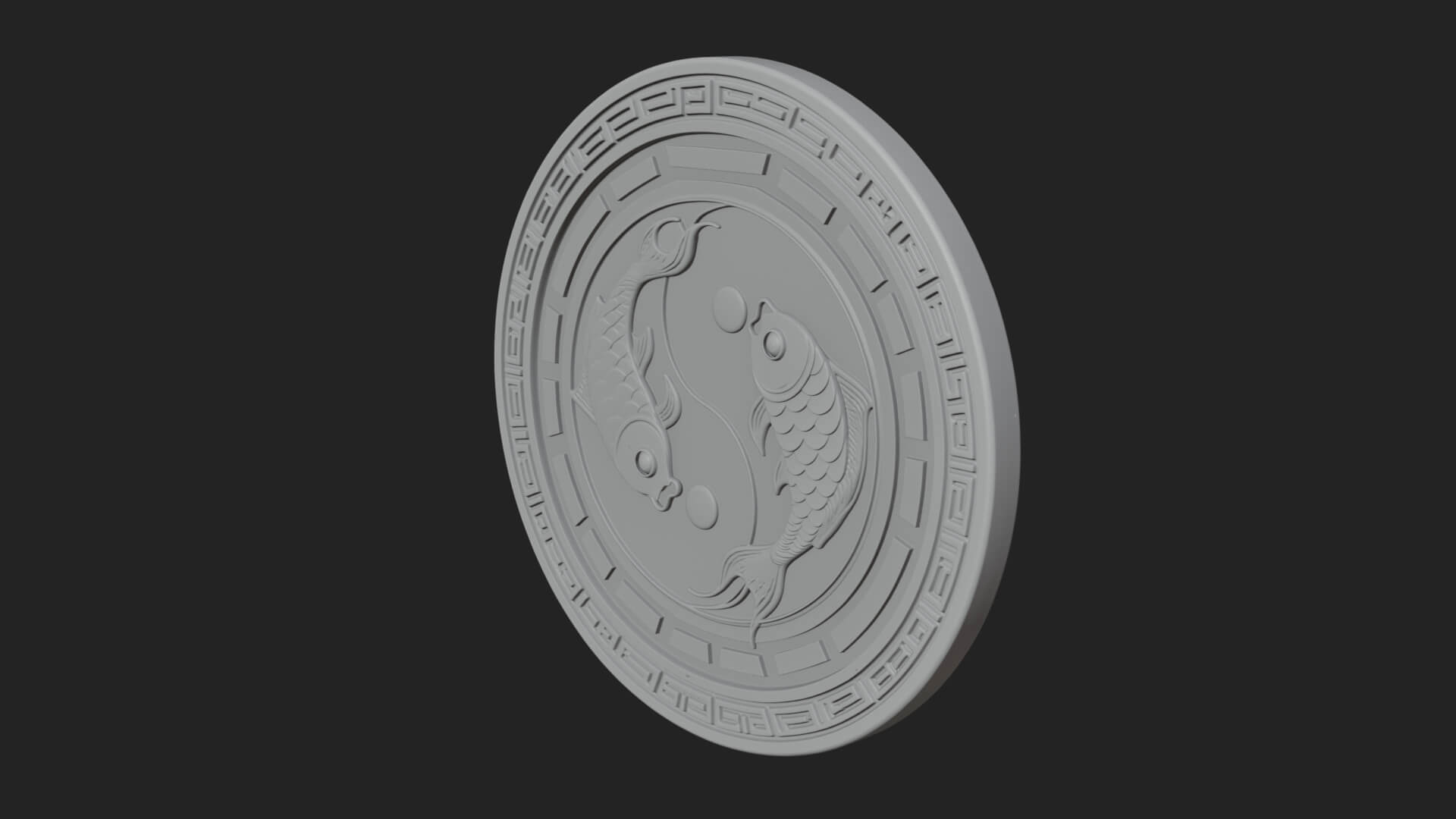Twin Koi Yin Yang Pendant Design 4 3D Print Model 3D Model