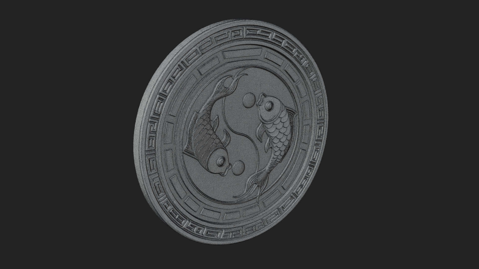 Twin Koi Yin Yang Pendant Design 4 3D Print Model 3D Model