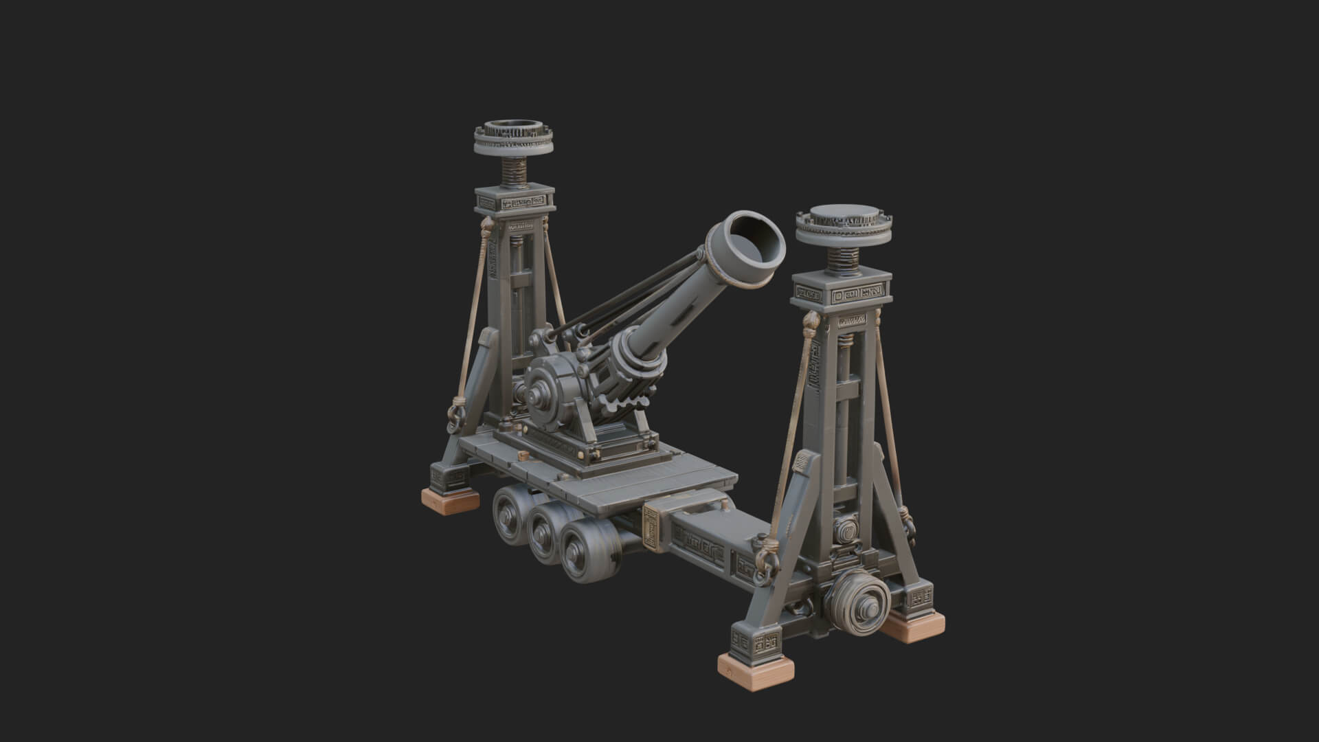 Twin Post Torsion Catapult Model Design 1 3D Print Model 3D Model