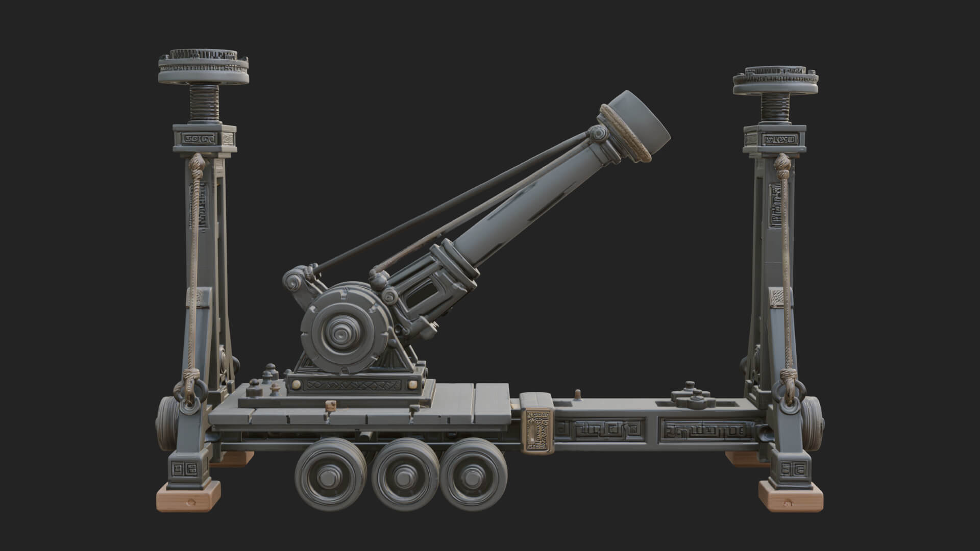 Twin Post Torsion Catapult Model Design 1 3D Print Model 3D Model
