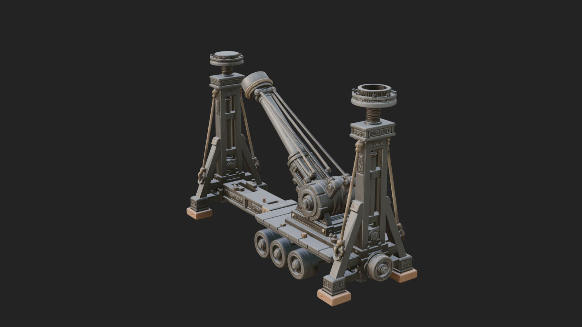 Twin Post Torsion Catapult Model Design 1 3D Print Model 3D Model