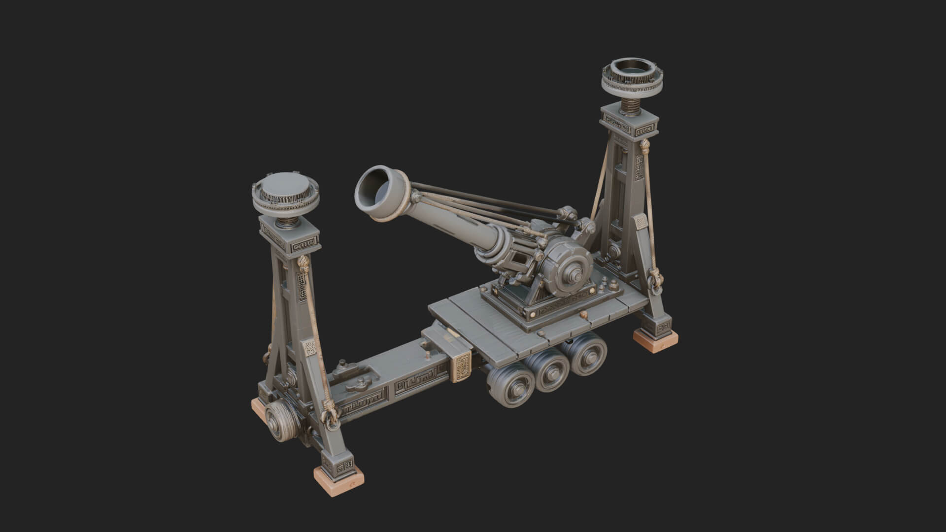 Twin Post Torsion Catapult Model Design 1 3D Print Model 3D Model