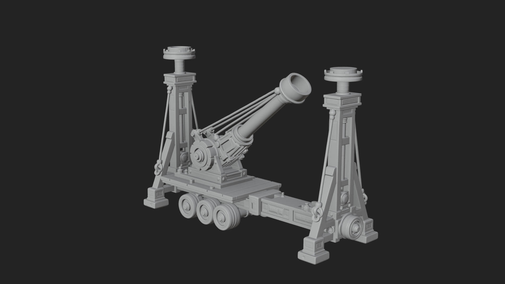 Twin Post Torsion Catapult Model Design 1 3D Print Model 3D Model